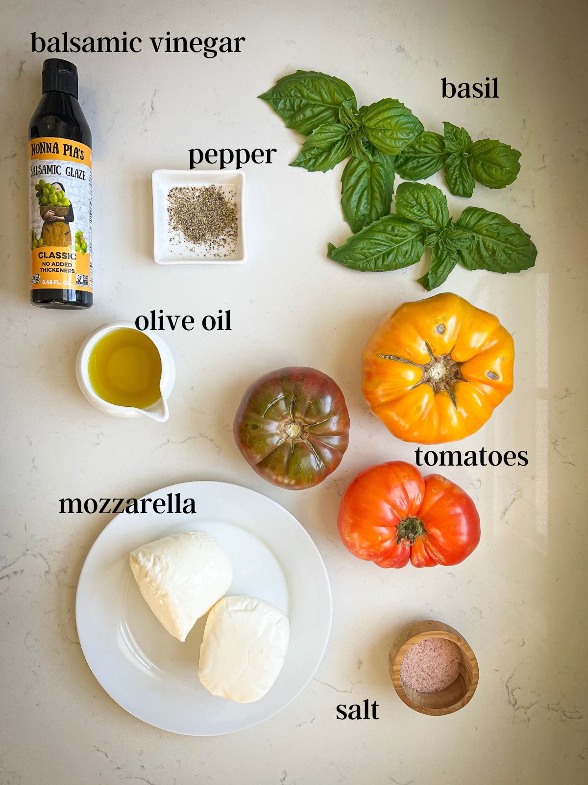 ingredients for easy caprese salad