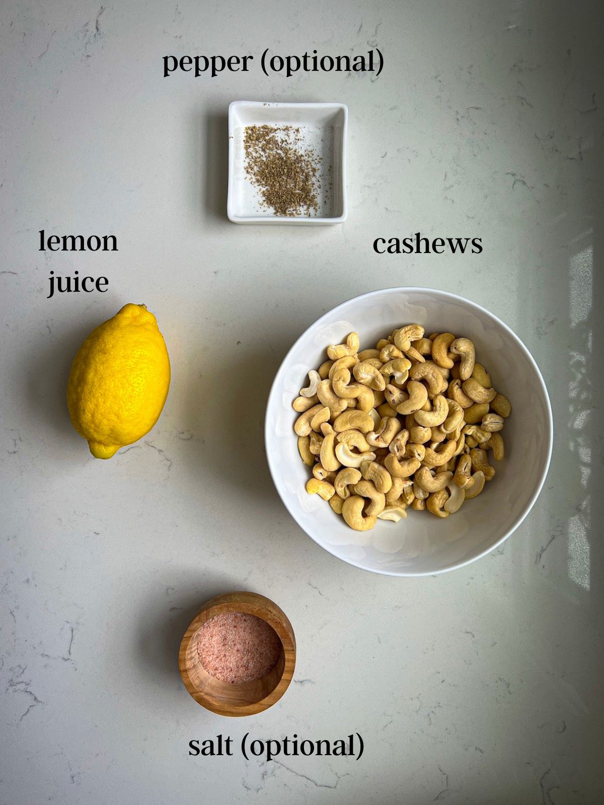 ingredients for cashew ricotta