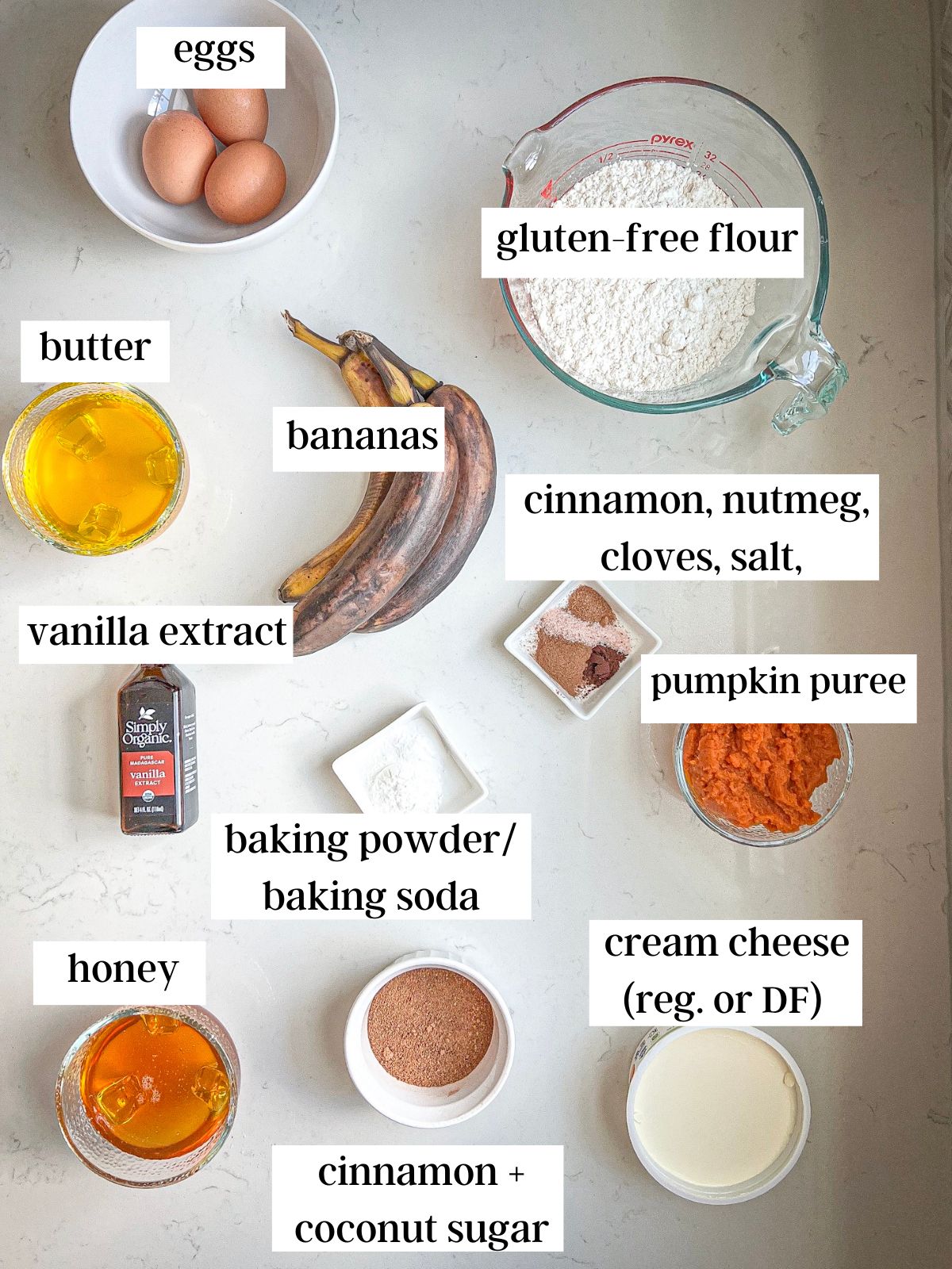 ingredients for gluten-free pumpkin bread