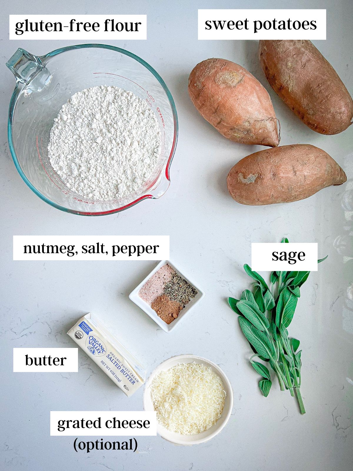 ingredients for gluten-free sweet potato gnocchi