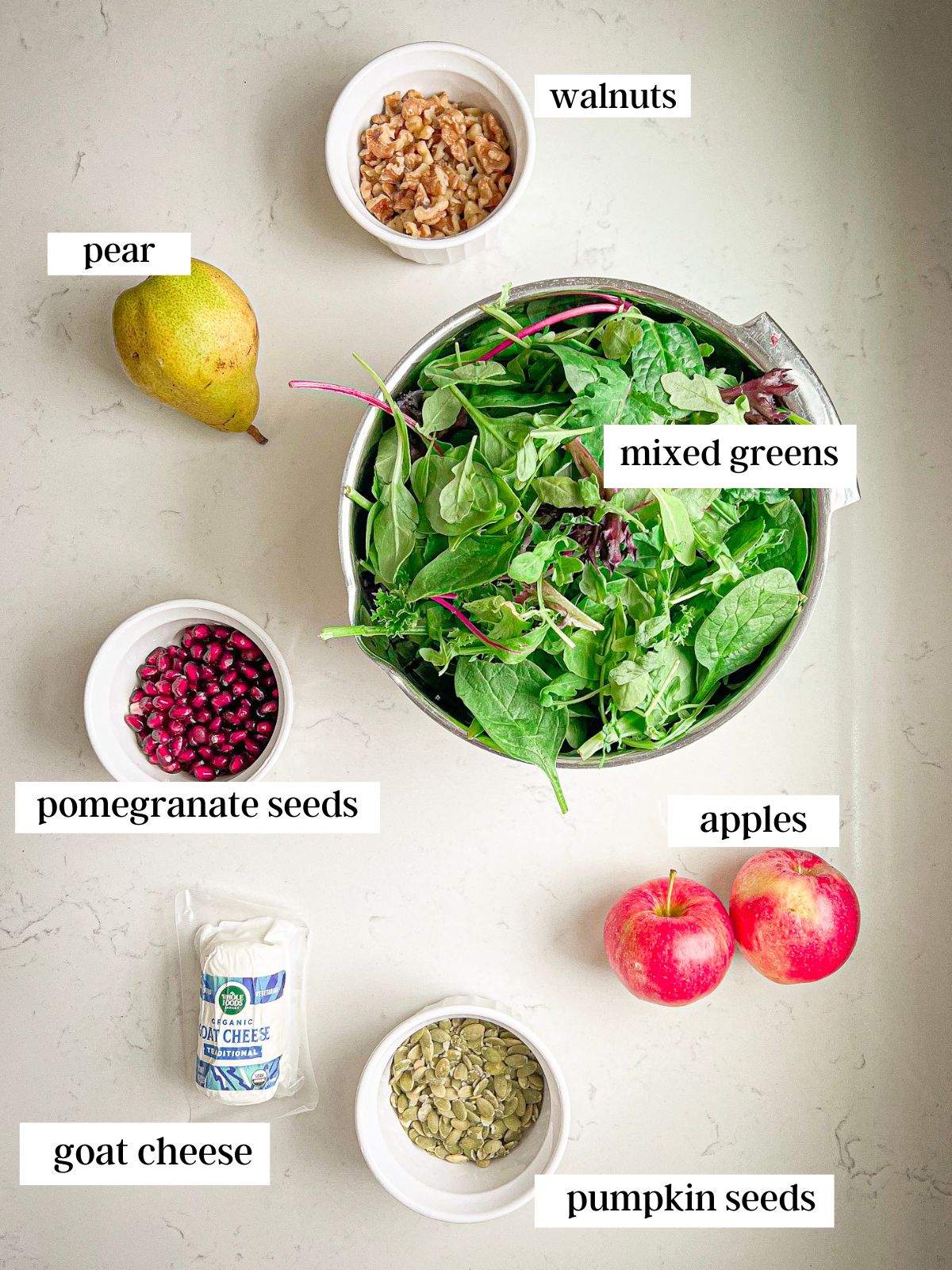 ingredients for pomegranate side salad