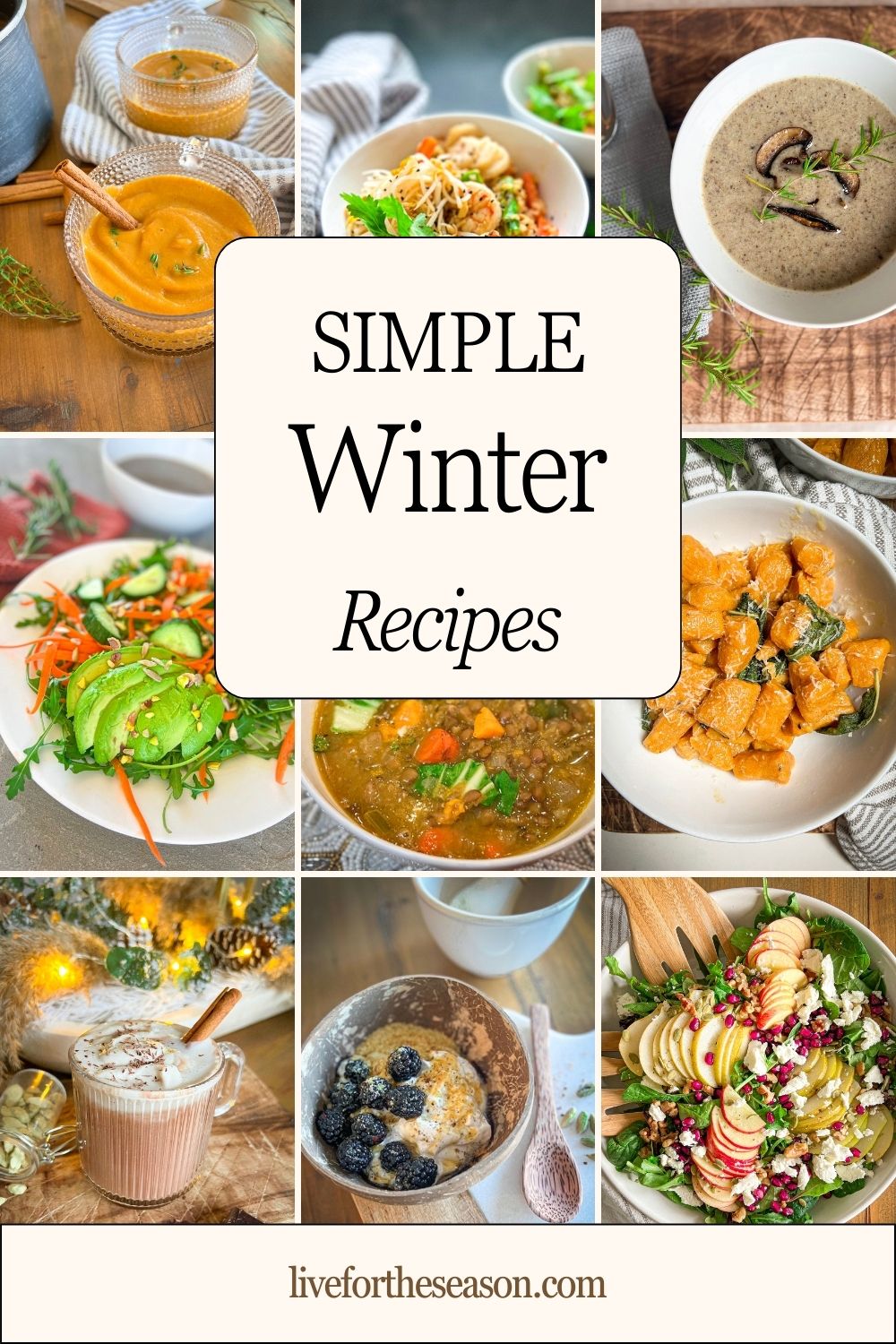 a photo collage of 9 of my favorite winter recipes